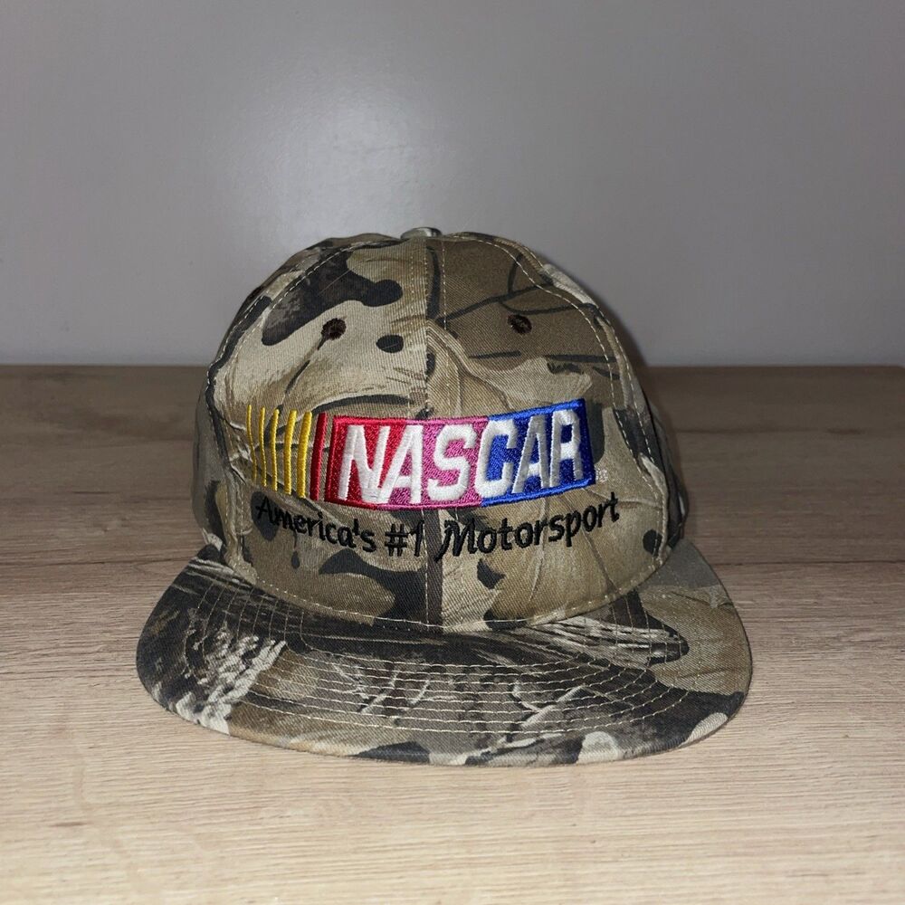 NASCAR Hat Cap Snap Back Mens One Size Brown Camo Racing America's #1 Motorsport